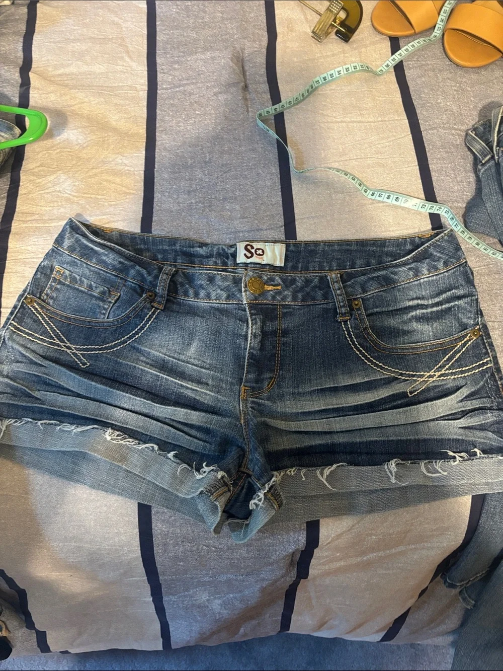 SO Blue Washed Distressed Denim Shorts